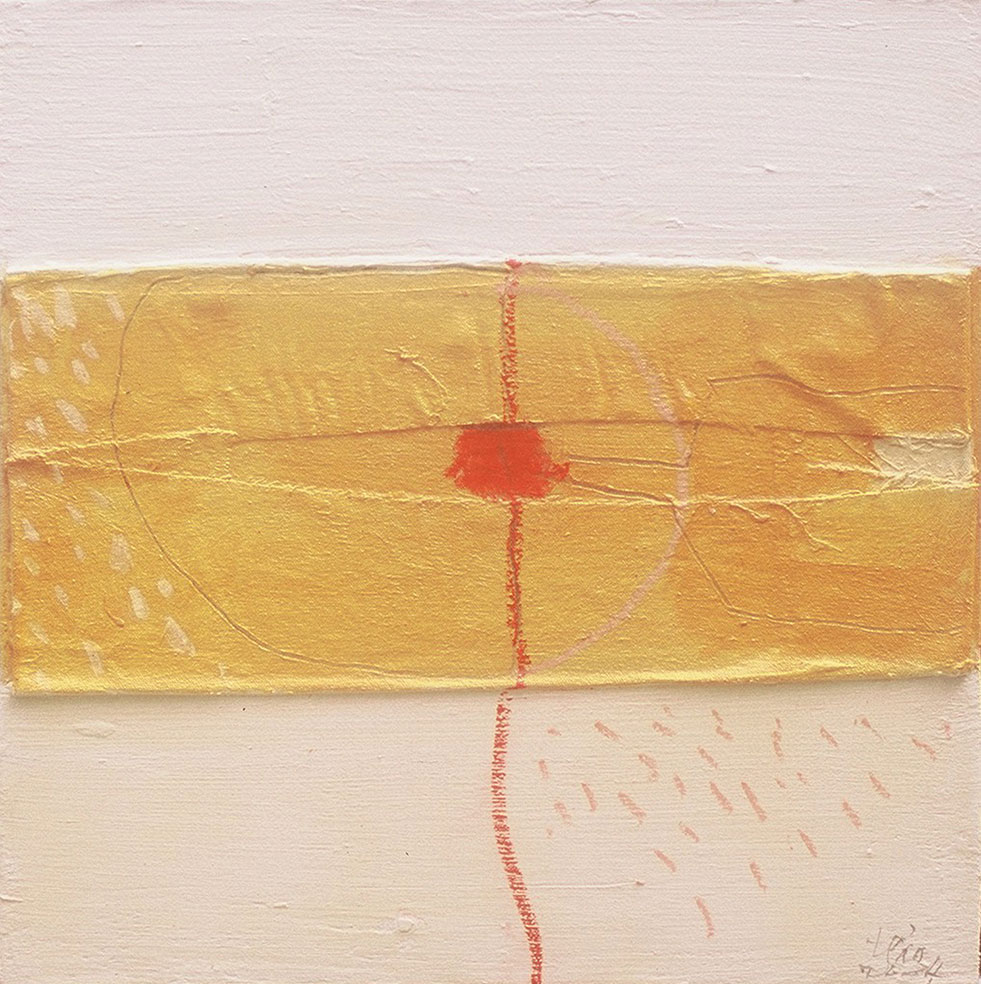 tháng tư #a2 | 2004 |  bột giấy, vải bố, acrylic, sáp dầu trên vải bố | 50 x 50 cm